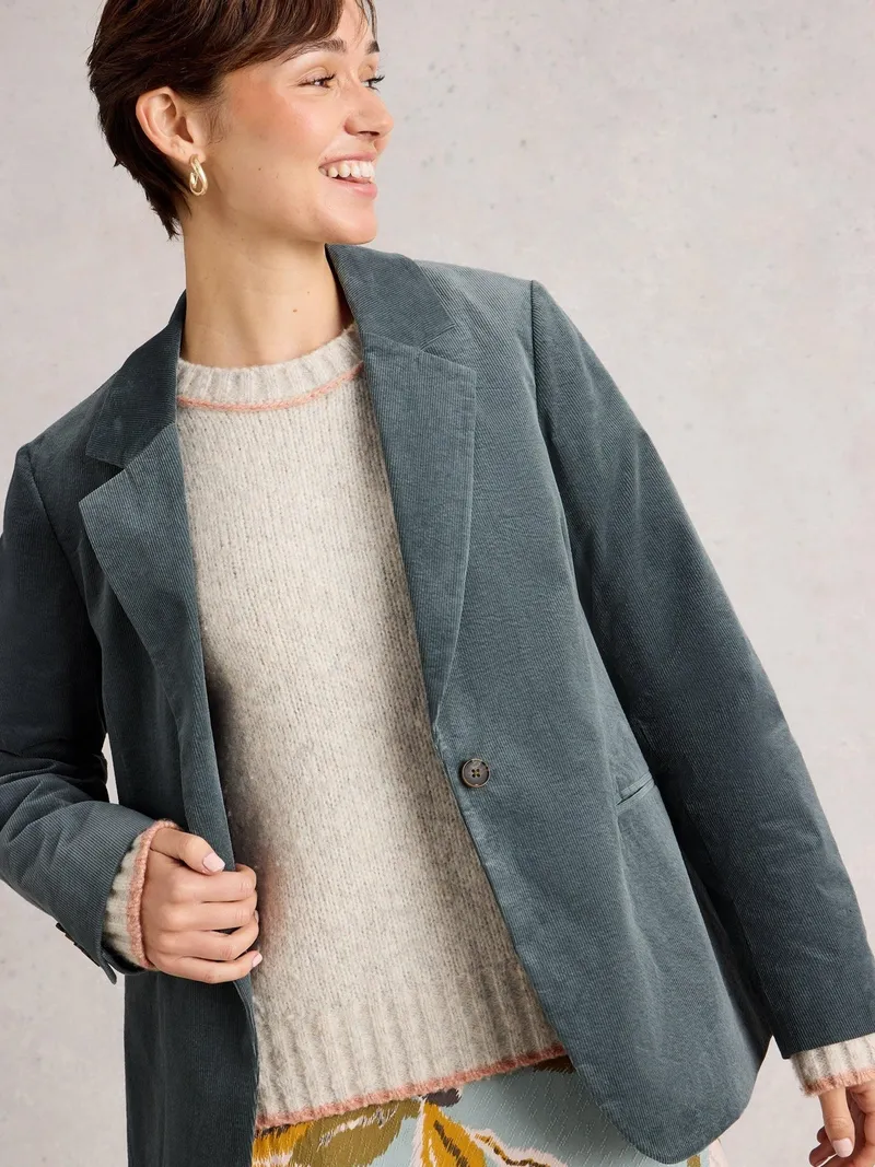 White Stuff Kordblazer Evelyn - 40, Dunkelgrün, – Produktbild 1 von 4