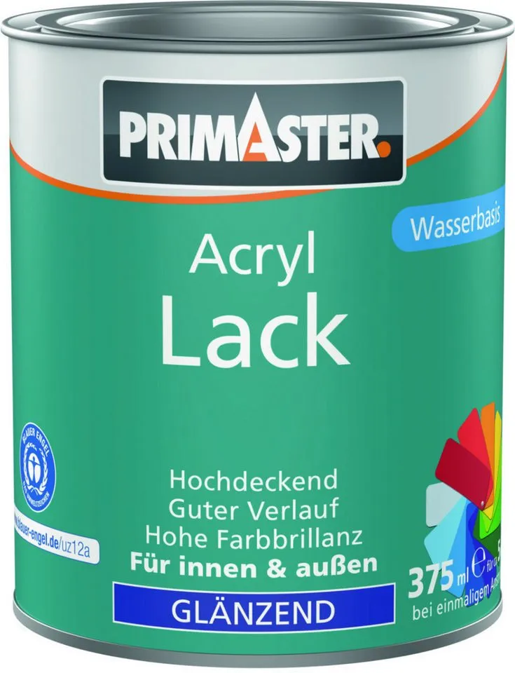 Primaster Acryl-Buntlack Primaster Acryl Lack tiefschwarz glänzend 375 ml, Schwarz, – Produktbild 1 von 1