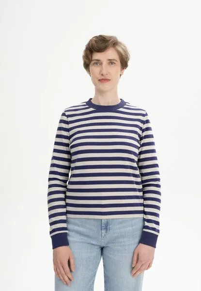 MELA MELA Langarmshirt schwer Style AASTHA aus 100% Bio-Baumwolle, Summer night / birke gestreift, – Produktbild 1 von 4