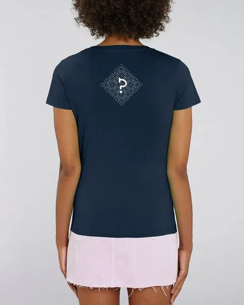 Human Family Human Family Bio Damen T-Shirt mit V-Ausschnitt "Evolution - Geo Questionmark", Navy, – Produktbild 1 von 3
