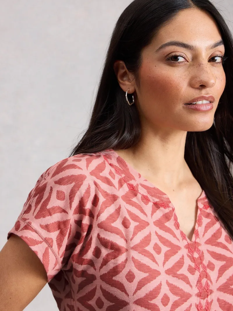 White Stuff Besticktes T-Shirt Nelly - 38, Rosa multi, – Produktbild 3 von 4