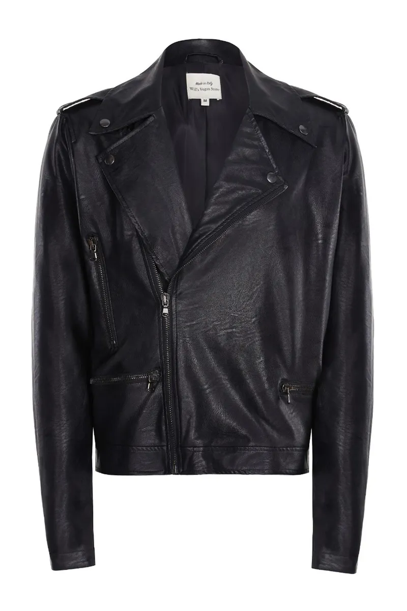 Will's Vegan Store Will's Vegan Store Herren vegan Vegane Lederjacke Schwarz, Schwarz, – Produktbild 1 von 2