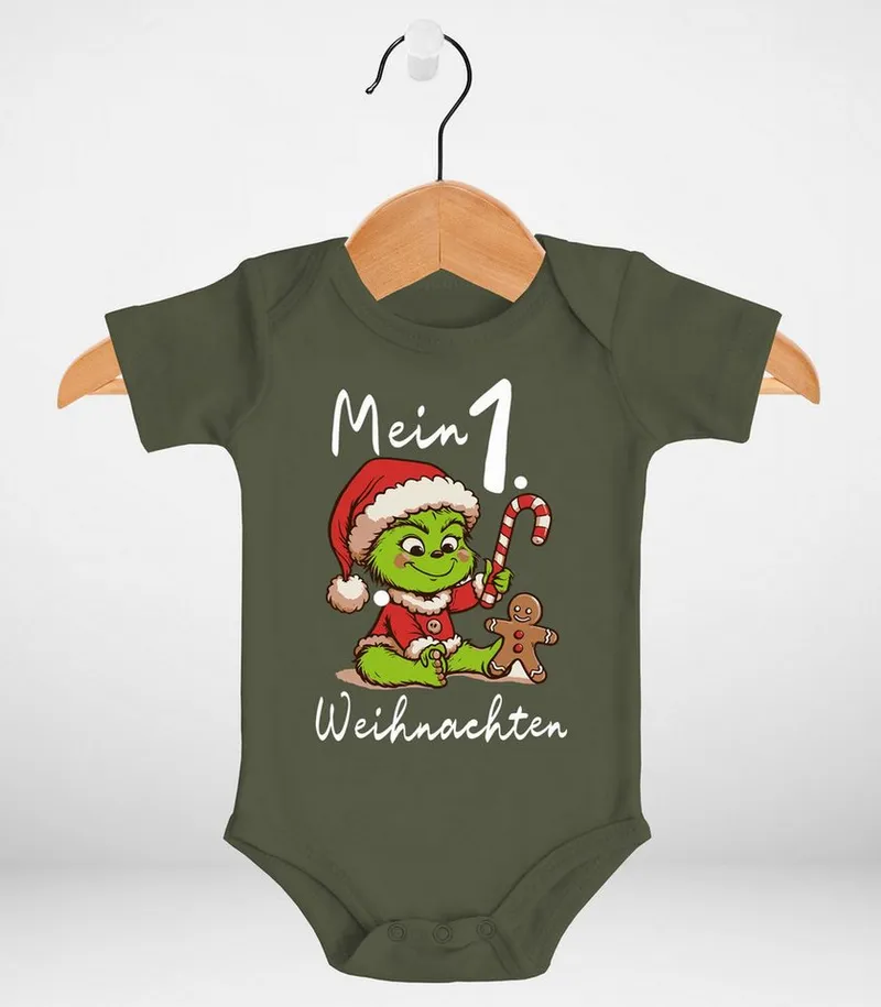 MoonWorks Body Baby Body Mein 1. Weihnachten Rentier Grinch Lustig Weihnachtsoutfit, Grün, – Produktbild 3 von 3