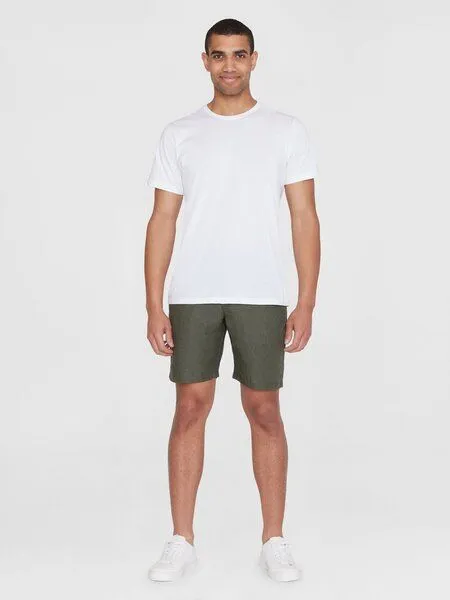 KnowledgeCotton Apparel KnowledgeCotton Apparel Leinen-Shorts CHUCK, Burned olive, – Produktbild 4 von 4