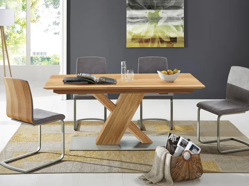 allnatura Tisch "Revera" | silbergrau | ohne Auszug | 90x160 cm | Wildeiche, Braun, – Produktbild 2 von 2