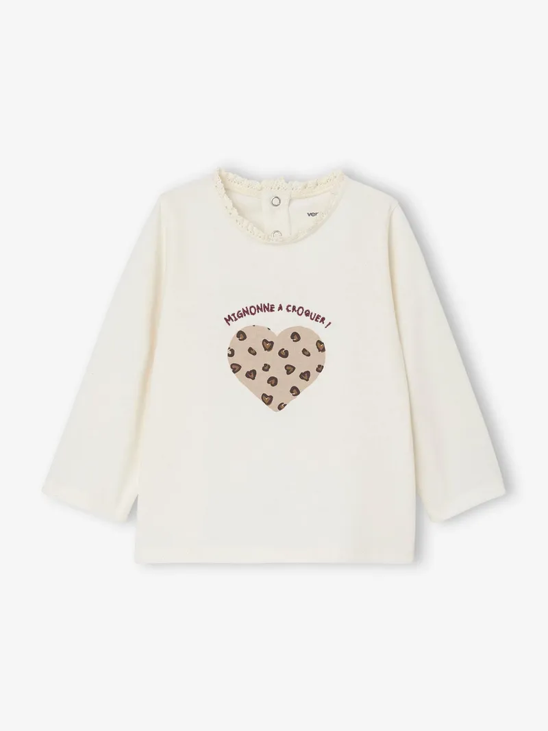 Vertbaudet Baby Shirt mit Herz & Leo-Print, Wollweiß, – Produktbild 4 von 4