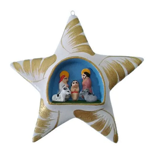 Mitienda Shop Mitienda Shop Christbaumschmuck aus Keramik, Krippenstern, Weiss, – Produktbild 2 von 3