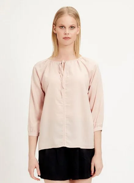 ORGANICATION ORGANICATION Bluse aus TENCEL Lyocell mit 3/4 Ärmeln, Rose smoke, – Produktbild 1 von 4