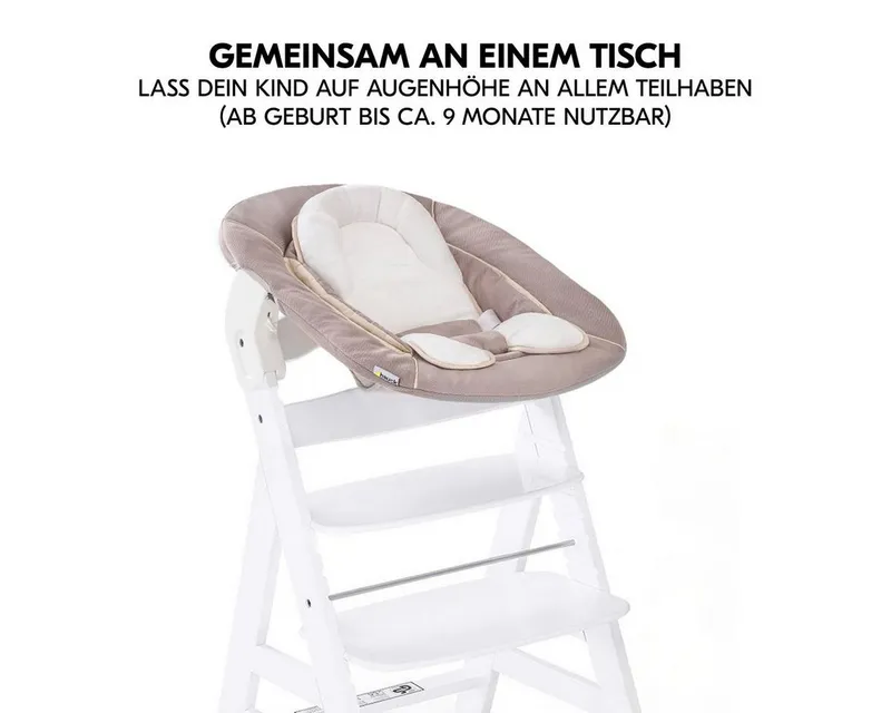 Hauck Hauck Hochstuhl Alpha Plus Newborn Set - White, Holz Babyhochstuhl ab Geburt inkl. Neugeborenenaufsatz & Sitzauflage, Weiß, – Produktbild 4 von 5