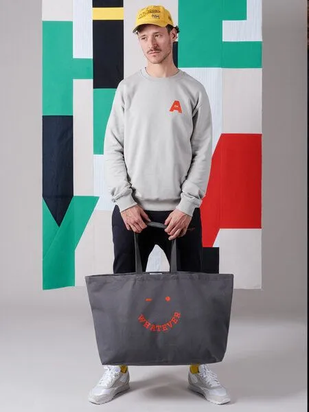 FANTASTIC REALITY STUDIOS Fantastic Reality Studios Whatever Large Canvas Tote – Bio-Baumwolle, Unisex, Grau, – Produktbild 2 von 4