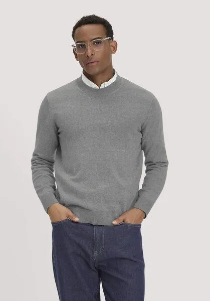 hessnatur hessnatur Strick Pullover Regular aus reiner Bio-Baumwolle, Grau, – Produktbild 1 von 5
