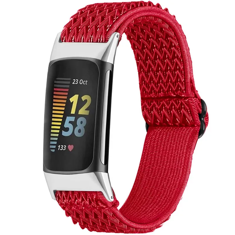 imoshion imoshion Elastisches Nylonarmband für Fitbit Charge 5 / 6, Rot, – Produktbild 1 von 1