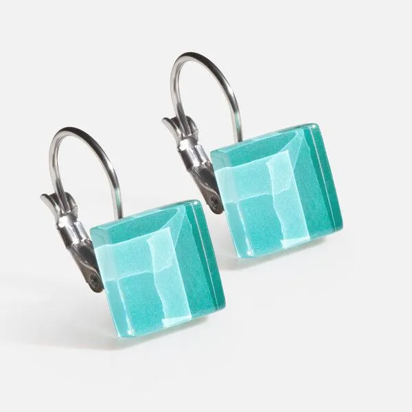 ALEXASCHA ALEXASCHA Geometrische Ohrringe hängend aus Glas | PUREFORM, Karibikblau, – Produktbild 1 von 5