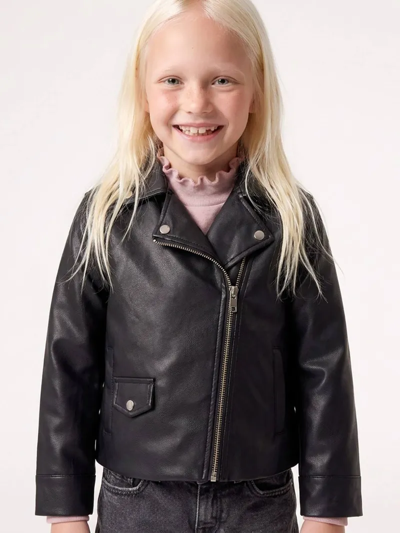 Vertbaudet Vertbaudet Bikerjacke Mädchen, Schwarz, – Produktbild 2 von 4