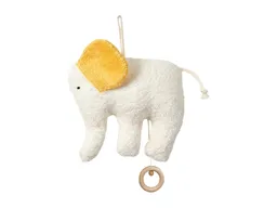Efie Spieluhr Elefant Bio Baumwolle, Füllung 100% Bio Schurwolle 16 cm, gelbe Ohren – Produktbild 1 von 1