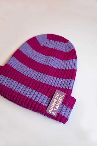 Strickmütze aus Merinowolle, abstehend Unisex Kiwistories, Flieder pink, – Produktbild 1 von 4