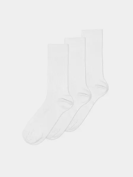 erlich textil erlich textil Casual Cotton Gerippte Socken im 3er Pack aus Bio-Baumwolle, Weiß, – Produktbild 4 von 6