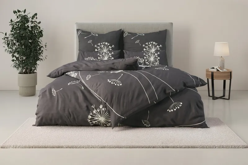 OTTO home Bettwäsche SOUCY in vier Qualitäten erhältlich, Leinenstruktur, Renforcé-Tencel™ Lyocell, 2 teilig, 100% Baumwolle, auch PREMIUM Qualitäten Renforcé-Tencel & Satin TC300, Grau, – Produktbild 2 von 7