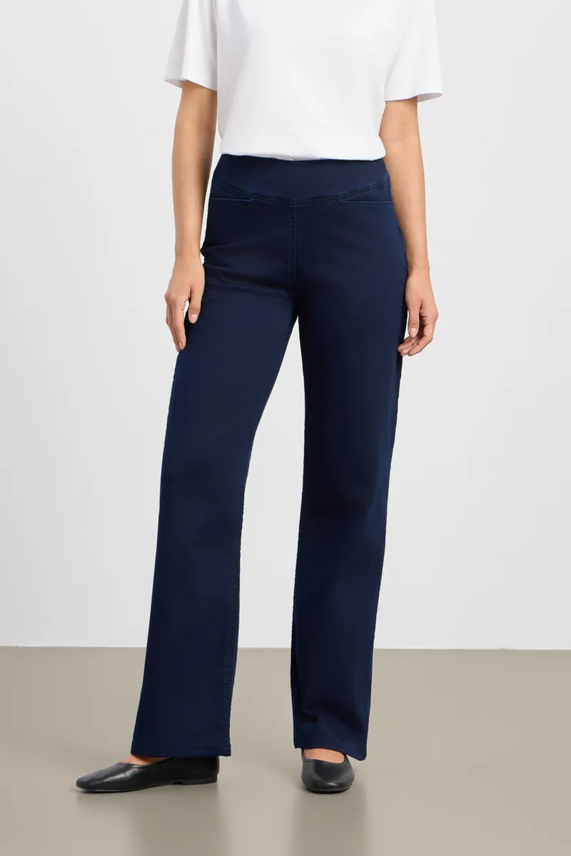 LAURIE LAURIE Damen vegan Hose Thea Gerade Schnitt Mittellang Dunkelblauer Denim, Blau, – Produktbild 2 von 2