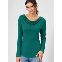 HempAge HempAge Damen Langarmshirt mit Wasserfallkragen Hanf/Biobaumwolle, Jungle (grün), – Produktbild 1 von 1