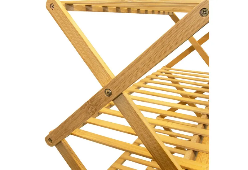 Spetebo Schuhregal Klappbares Bambus Schuhregal mit 5 Ablagen, Anzahl 1-tlg., platzsparendes Aufbewahrungsregal für Schuhe, Beige, – Produktbild 3 von 5