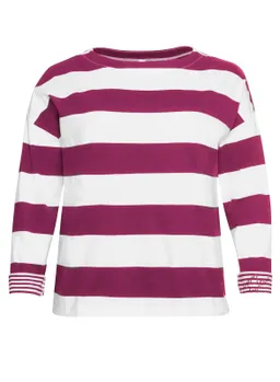 sheego Langarmshirt malve-weiß-gestreift – Produktbild 1 von 1