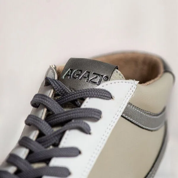 AGAZI AGAZI BLANKA (grey & white) - apple & corn leather sneakers, Green, – Produktbild 4 von 4