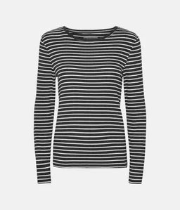 Copenhagen Bamboo Schwarz/weiß gestreiftes Langarm-T-Shirt aus geripptem Bambus – Produktbild 1 von 1