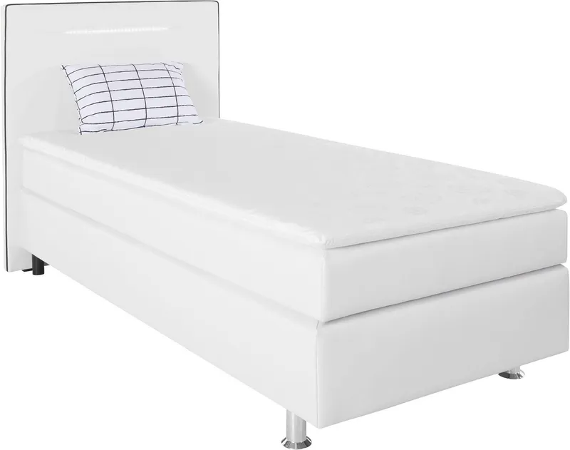 COLLECTION AB Boxspringbett LONDON inkl. Bonnell-Federkernmatratze H2, mit Topper, Kissen & LED, 90/140/180 cm x 200 cm, Schwarz|weiß, – Produktbild 1 von 8
