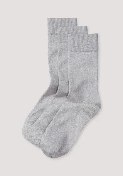 hessnatur hessnatur Herren-Socke im 3er-Pack aus Bio-Baumwolle, Grau, – Produktbild 1 von 2