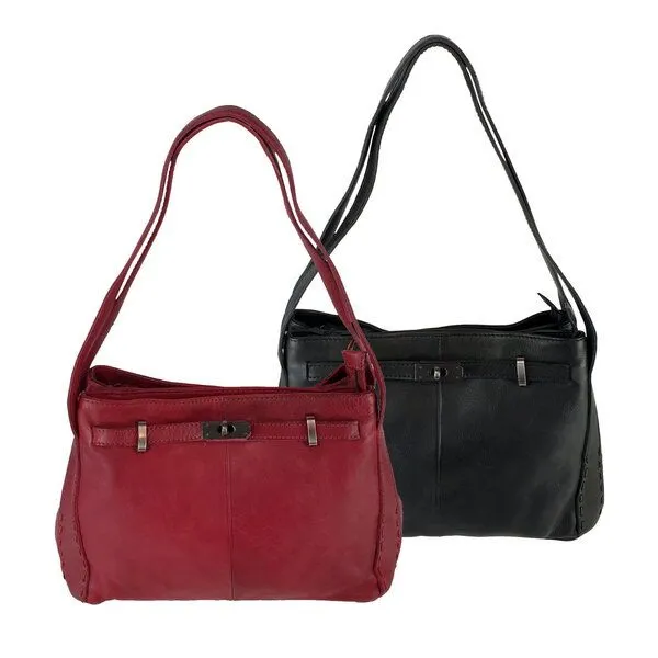 manbefair manbefair Handtasche Audrey Leder, Schwarz, – Produktbild 1 von 4