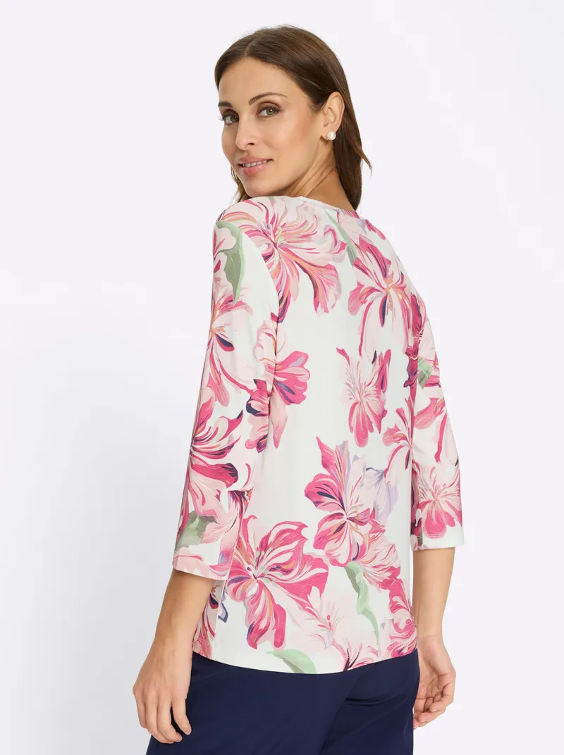 Witt Print-Shirt ecru-magenta-bedruckt, Ecru-magenta-bedruckt, – Produktbild 2 von 2