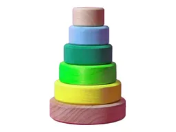 Grimms Grimms Scheibenturm aus Lindenholz, 6-teilig klein neon grün Höhe 13 cm – Produktbild 1 von 1