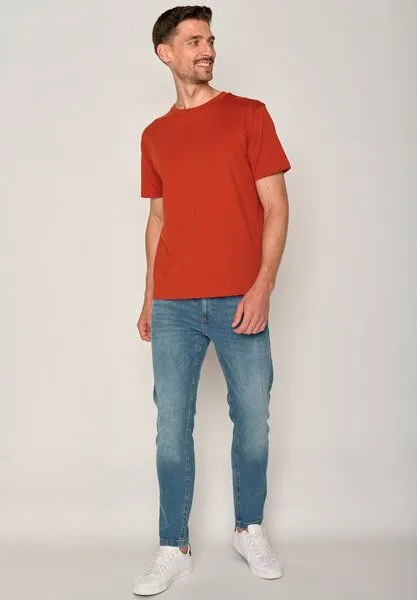 GreenBomb GREENBOMB Basic Fusion - Lässiges Oversize-T-Shirt aus Bio-Baumwolle / GOTS / Fair & Vegan, Rot (lehmrot), – Produktbild 3 von 4