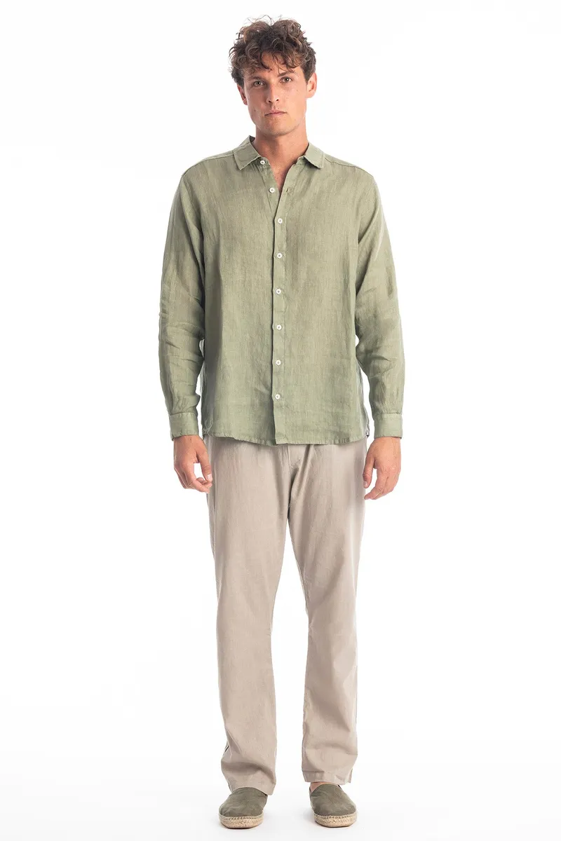 RAVENS VIEW IBIZA RAVENS VIEW IBIZA Herren vegan Hemd Alain Khaki, Olivgrün, – Produktbild 1 von 2