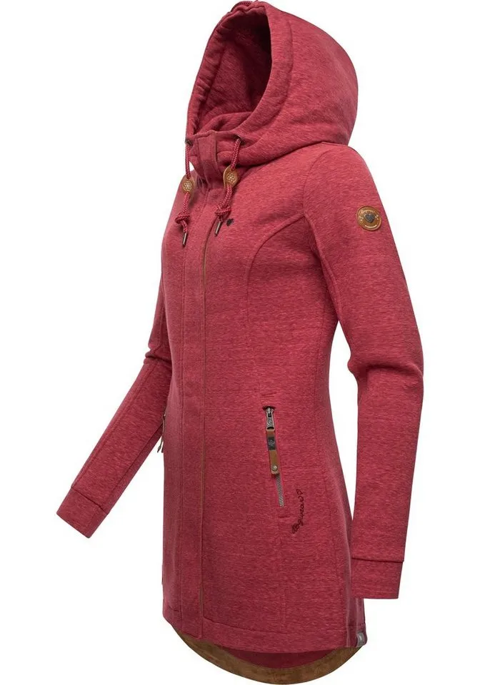 ragwear ragwear Langjacke Letty Intl. Sportliche Kapuzenjacke mit Kunstleder-Elementen, Rot, – Produktbild 2 von 3
