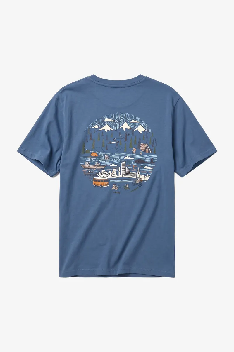 KnowledgeCotton Apparel KnowledgeCotton Apparel Herren vegan T-Shirt Back Print Vintage Indigo, Blau, – Produktbild 1 von 4