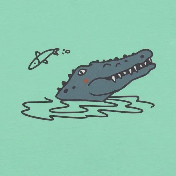Walkiddy Kinder T-Shirt GOTS-zertifiziert aus Bio-Baumwolle, mint „Funny Crocodiles“, kurzarm mit Krokodilmotiv – Walkiddy, weich & hautfreundlich, Blau, – Produktbild 3 von 3