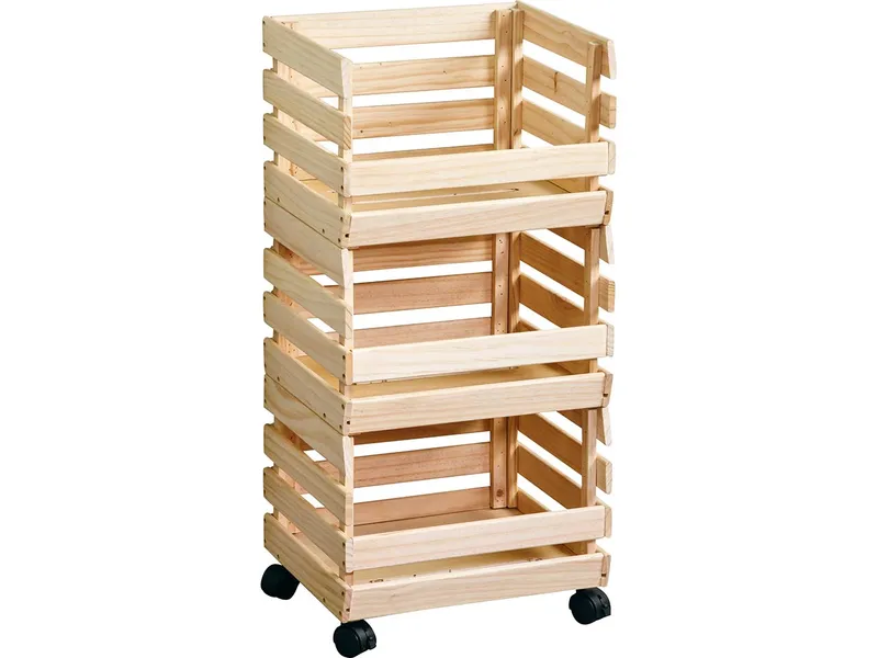 Kesper Kesper Kartoffel- & Obsthorde aus Kiefernholz, mit Rollen, 37 x 30 x 80 cm – Produktbild 2 von 4
