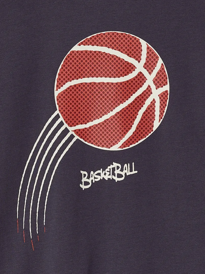 Vertbaudet Shirt mit Applikation Basketball Jungen, Schiefergrau, – Produktbild 3 von 3