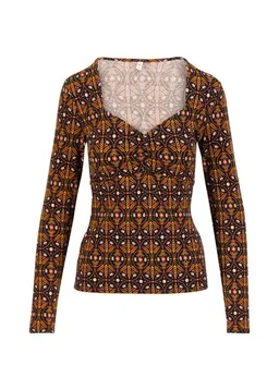 blutsgeschwister blutsgeschwister Langarmshirt - Feminines Longsleeve mit Herzausschnitt und Raffungen für Damen – Produktbild 1 von 1