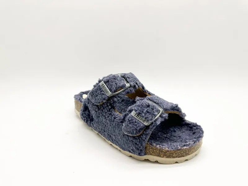 thies thies 1856 ® Kids Organic Teddy Sandal Sandale, Blue grey, – Produktbild 1 von 5