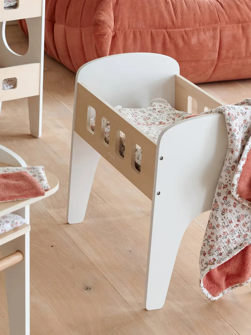 Vertbaudet Puppenbett MINI RETRO Holz FSC®, Weiß, – Produktbild 2 von 3