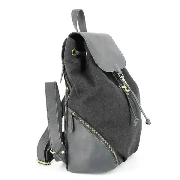 GLOBO Fair Trade GLOBO Fair Trade City Rucksack PALI aus Canvas & mattem Ökoleder, Schwarz, – Produktbild 2 von 4