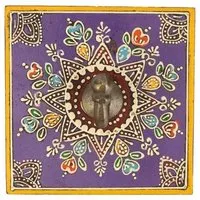 El Puente El Puente Garderobenhaken aus Holz in Lila mit Mandala | Fair Trade & Handmade aus Indien – Produktbild 1 von 1