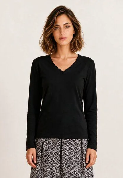LANA Organic LANA Organic Bio Baumwollshirt, Modell Conny, Schwarz, – Produktbild 1 von 4
