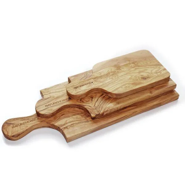 NATUREHOME NATUREHOME Schneidebrett Olivenholz Massiv mit Griff 30cm 40 cm 50 cm o. 3er Set – Produktbild 2 von 4