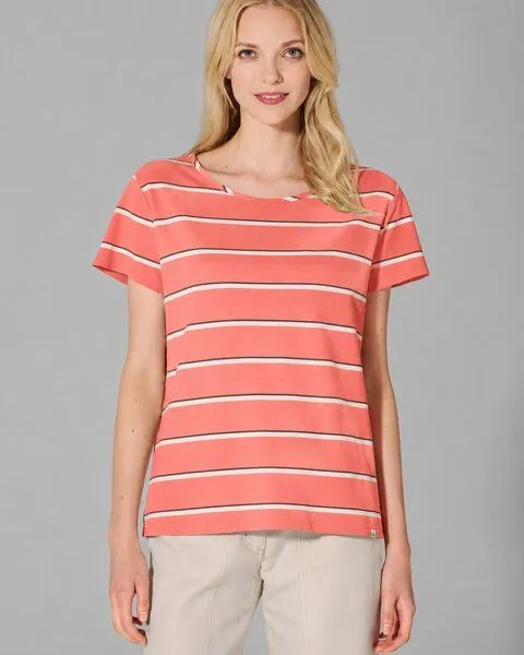 HempAge HempAge Damen Streifen T-Shirt Hanf/Biobaumwolle, Peach(orange), – Produktbild 2 von 4