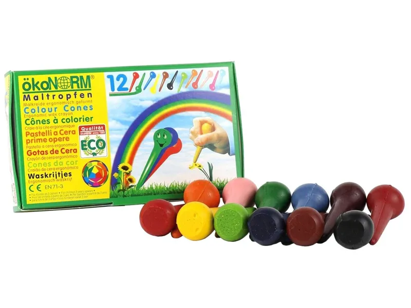 Ökonorm Ökonorm Maltropfen, Wachsmalstifte für Kinder 12er-Packung, Mehrfarbig, – Produktbild 2 von 2