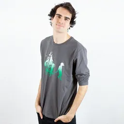 Spangeltangel Spangeltangel Langarmshirt, "Boxenbernd" grau, Herren, Siebdruck – Produktbild 1 von 1